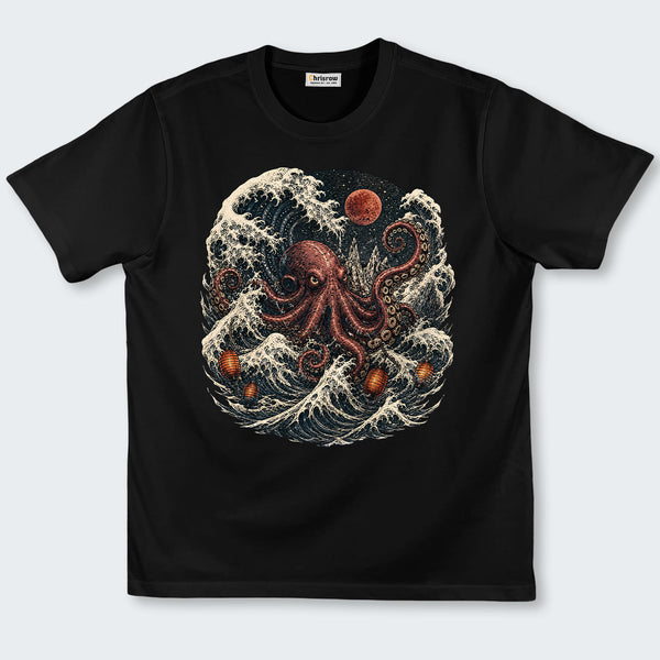 Chrisraw Moonlit Octopus Wave T-Shirt