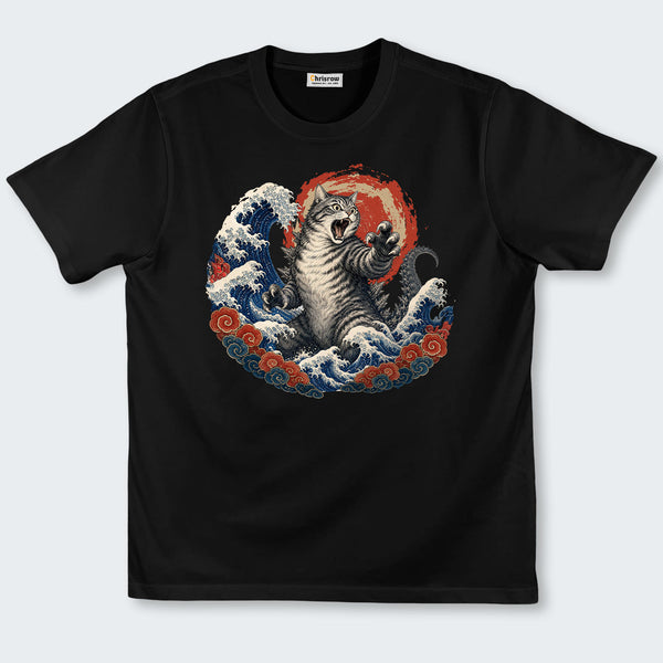 Chrisraw Catzilla The Great Wave Off Kanagawa T-Shirt