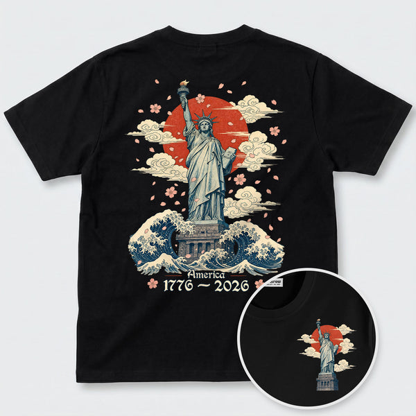 Chrisraw America 250 The Crimson Sun of Liberty T-Shirt