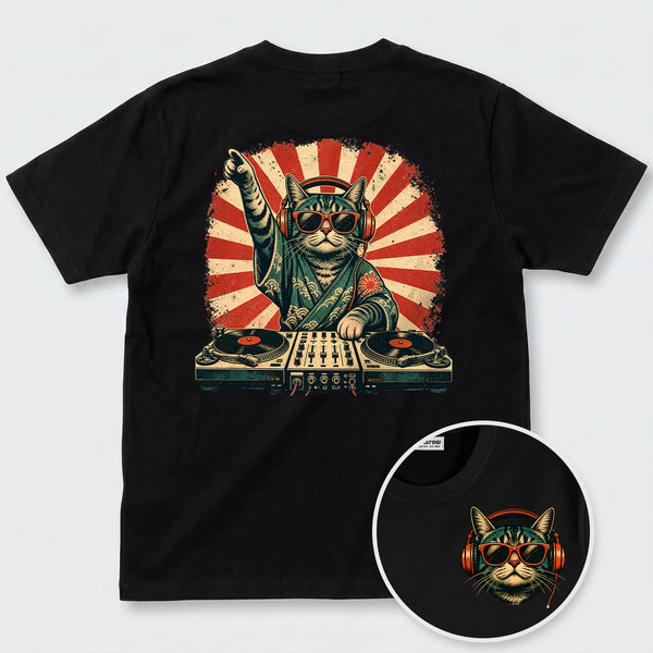 Chrisraw The Rising Sun DJ Cat T-Shirt