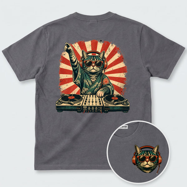 Chrisraw The Rising Sun DJ Cat T-Shirt