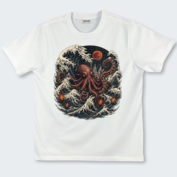 Chrisraw Moonlit Octopus Wave T-Shirt