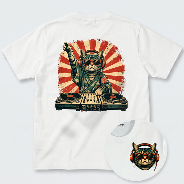 Chrisraw The Rising Sun DJ Cat T-Shirt