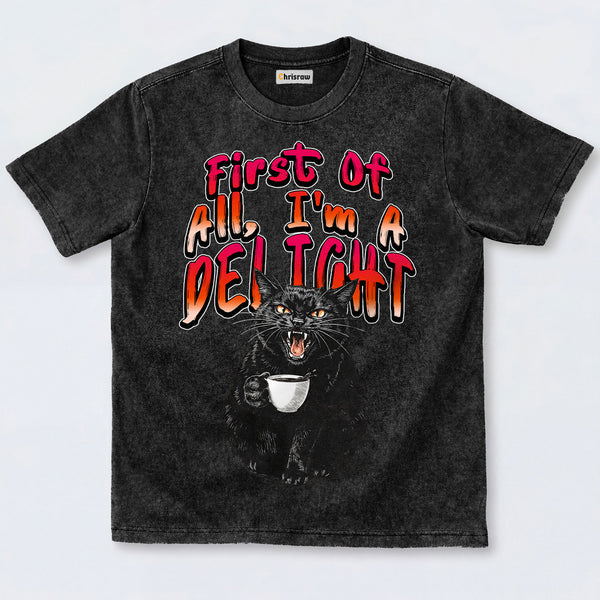Chrisraw Roaring Black Cat Washed T-Shirts