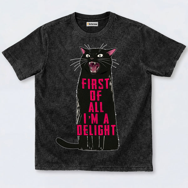 Chrisraw Roaring Black Cat Washed T-Shirts