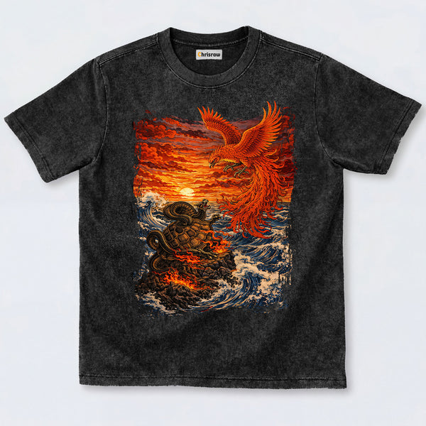 Chrisraw Phoenix vs Serpent Turtle Washed T-Shirts