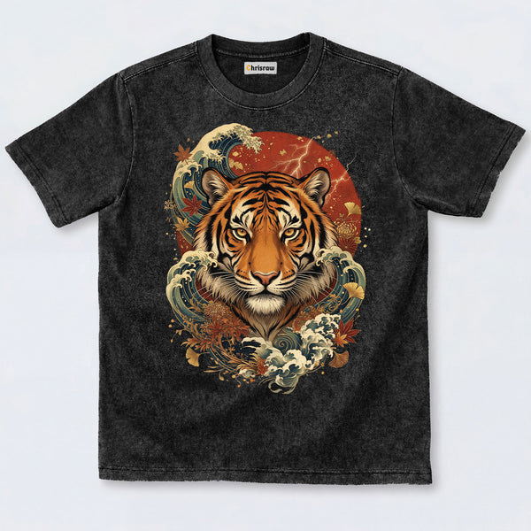 Chrisraw Rising Sun Tiger Washed T-Shirts