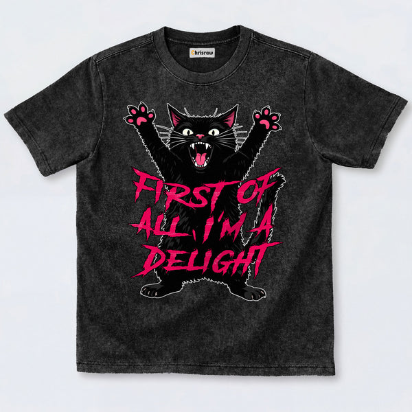 Chrisraw Roaring Black Cat Washed T-Shirts