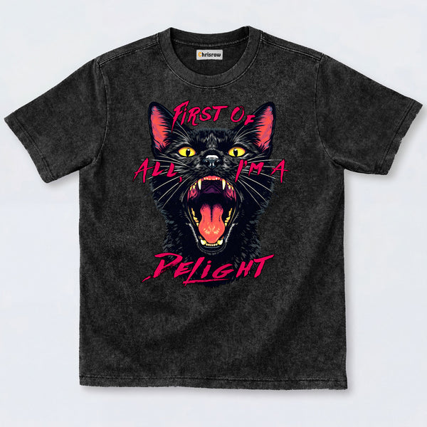 Chrisraw Roaring Black Cat Washed T-Shirts
