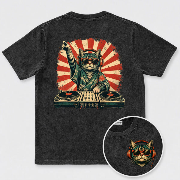 Chrisraw The Rising Sun DJ Cat T-Shirt