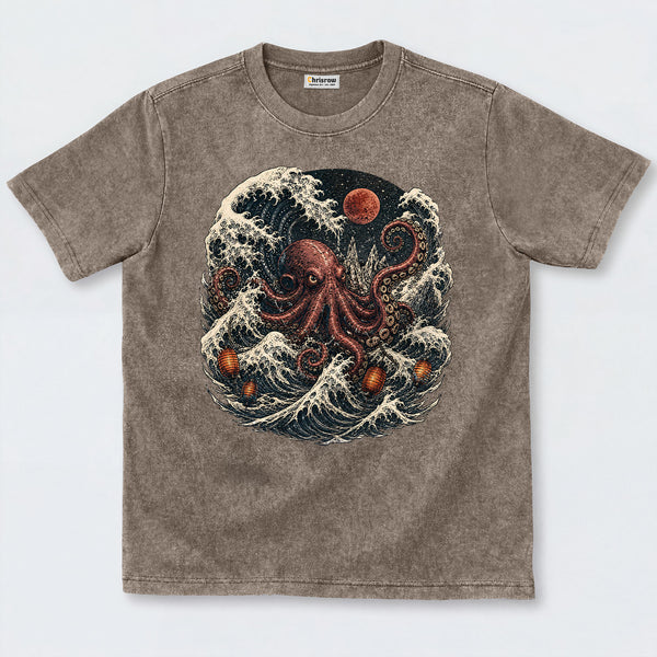 Chrisraw Moonlit Octopus Wave T-Shirt