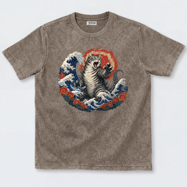 Chrisraw Catzilla The Great Wave Off Kanagawa T-Shirt