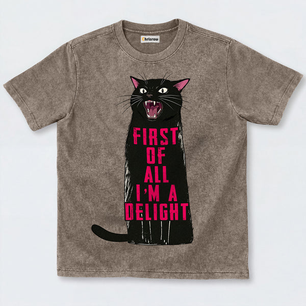 Chrisraw Roaring Black Cat Washed T-Shirts
