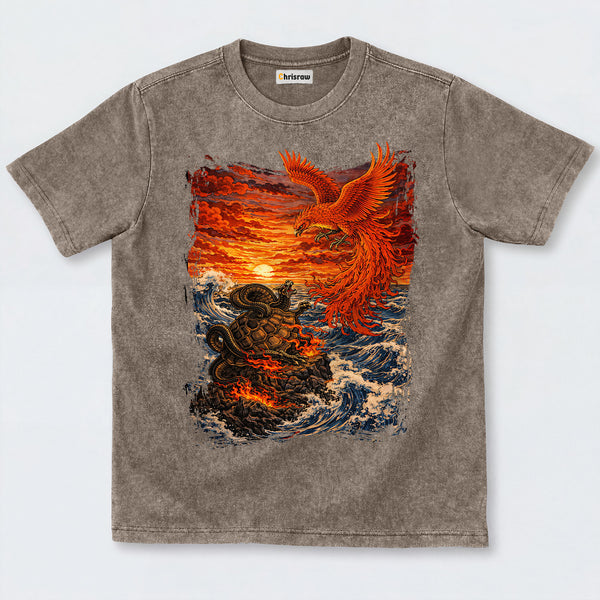 Chrisraw Phoenix vs Serpent Turtle Washed T-Shirts