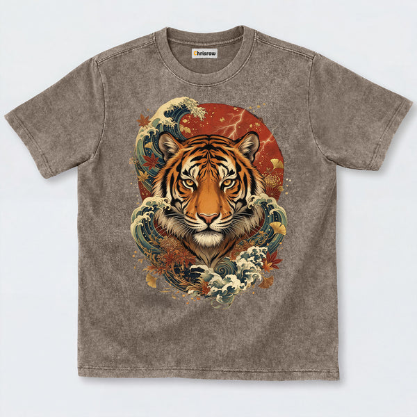 Chrisraw Rising Sun Tiger Washed T-Shirts