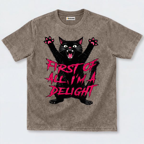 Chrisraw Roaring Black Cat Washed T-Shirts