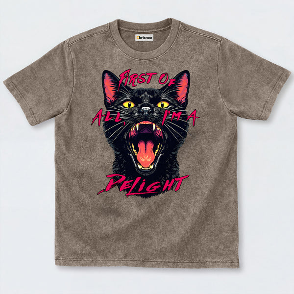 Chrisraw Roaring Black Cat Washed T-Shirts