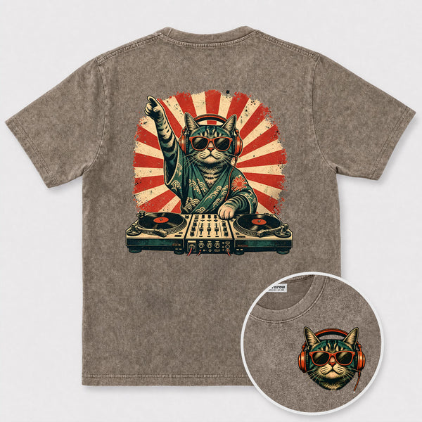 Chrisraw The Rising Sun DJ Cat T-Shirt