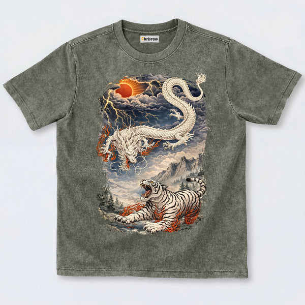 Dragon Tiger Storm Washed T-Shirts
