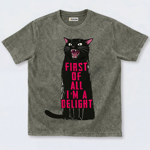 Chrisraw Roaring Black Cat Washed T-Shirts