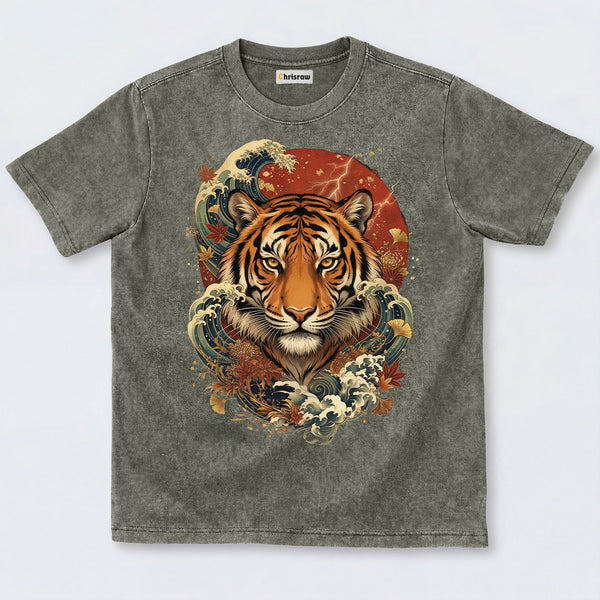 Chrisraw Rising Sun Tiger Washed T-Shirts