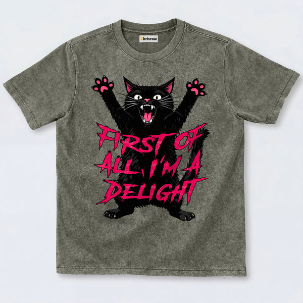 Chrisraw Roaring Black Cat Washed T-Shirts