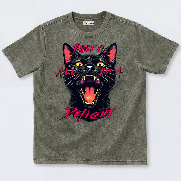 Chrisraw Roaring Black Cat Washed T-Shirts