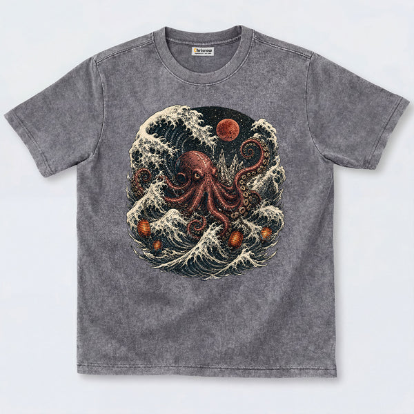 Chrisraw Moonlit Octopus Wave T-Shirt