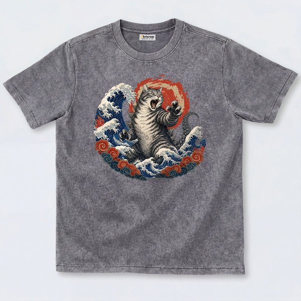 Chrisraw Catzilla The Great Wave Off Kanagawa T-Shirt