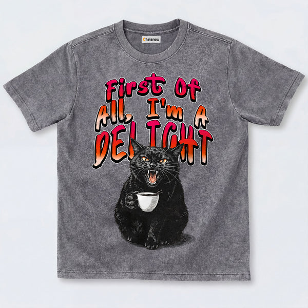 Chrisraw Roaring Black Cat Washed T-Shirts