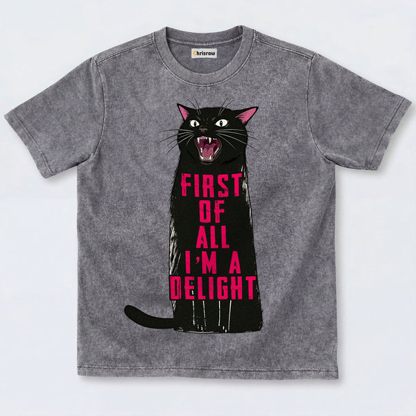 Chrisraw Roaring Black Cat Washed T-Shirts