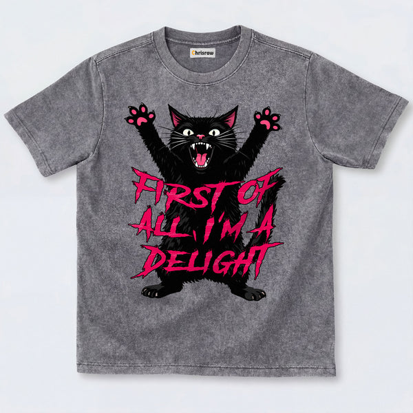 Chrisraw Roaring Black Cat Washed T-Shirts