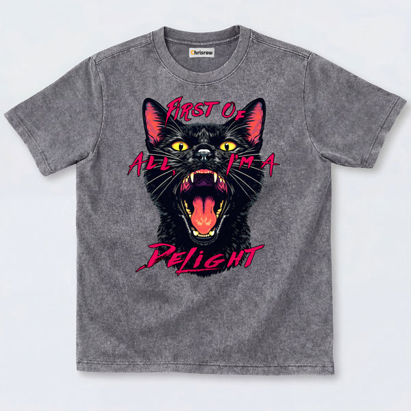 Chrisraw Roaring Black Cat Washed T-Shirts