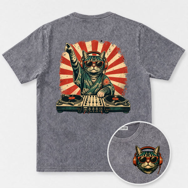 Chrisraw The Rising Sun DJ Cat T-Shirt