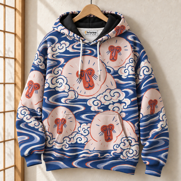 Chrisraw Sarunoyu Hoodie — Snow Monkeys in the Hot Spring Print