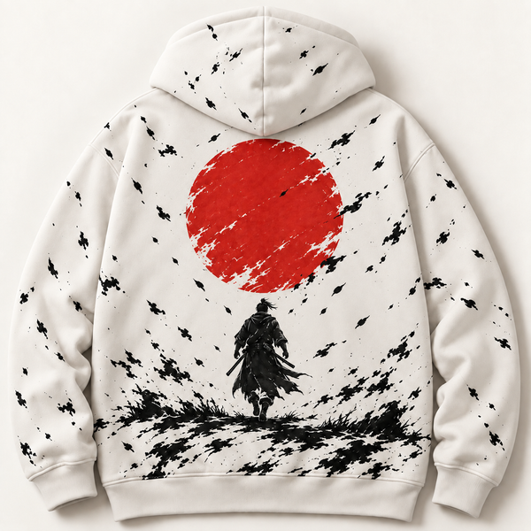 Chrisraw Hinomaru Hoodie — Ink Dragon Red Sun Samurai Print