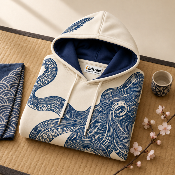 Chrisraw Odako Hoodie — Giant Octopus Linocut Print
