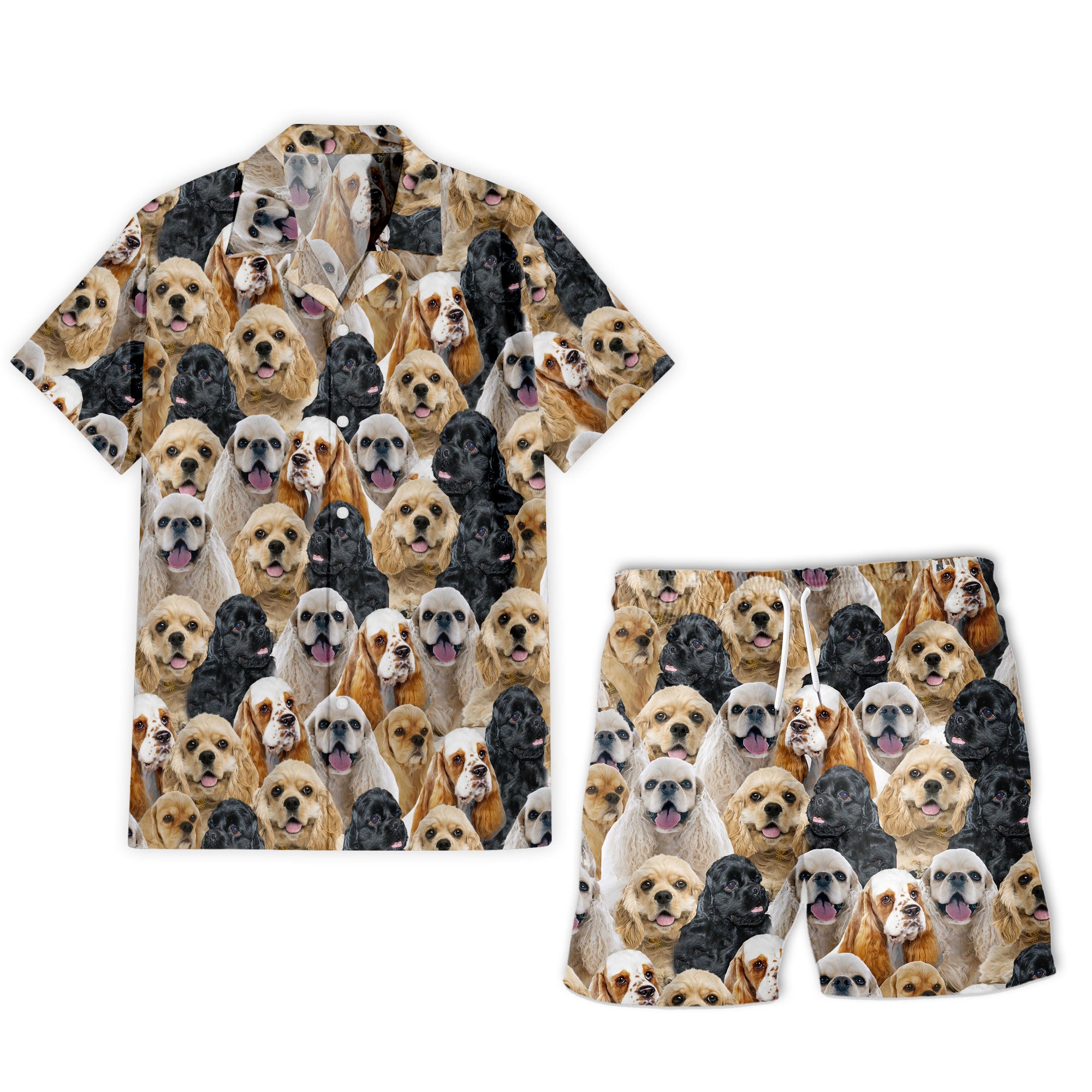 American Cocker Spaniel Full Face Hawaiian Shirt & Shorts