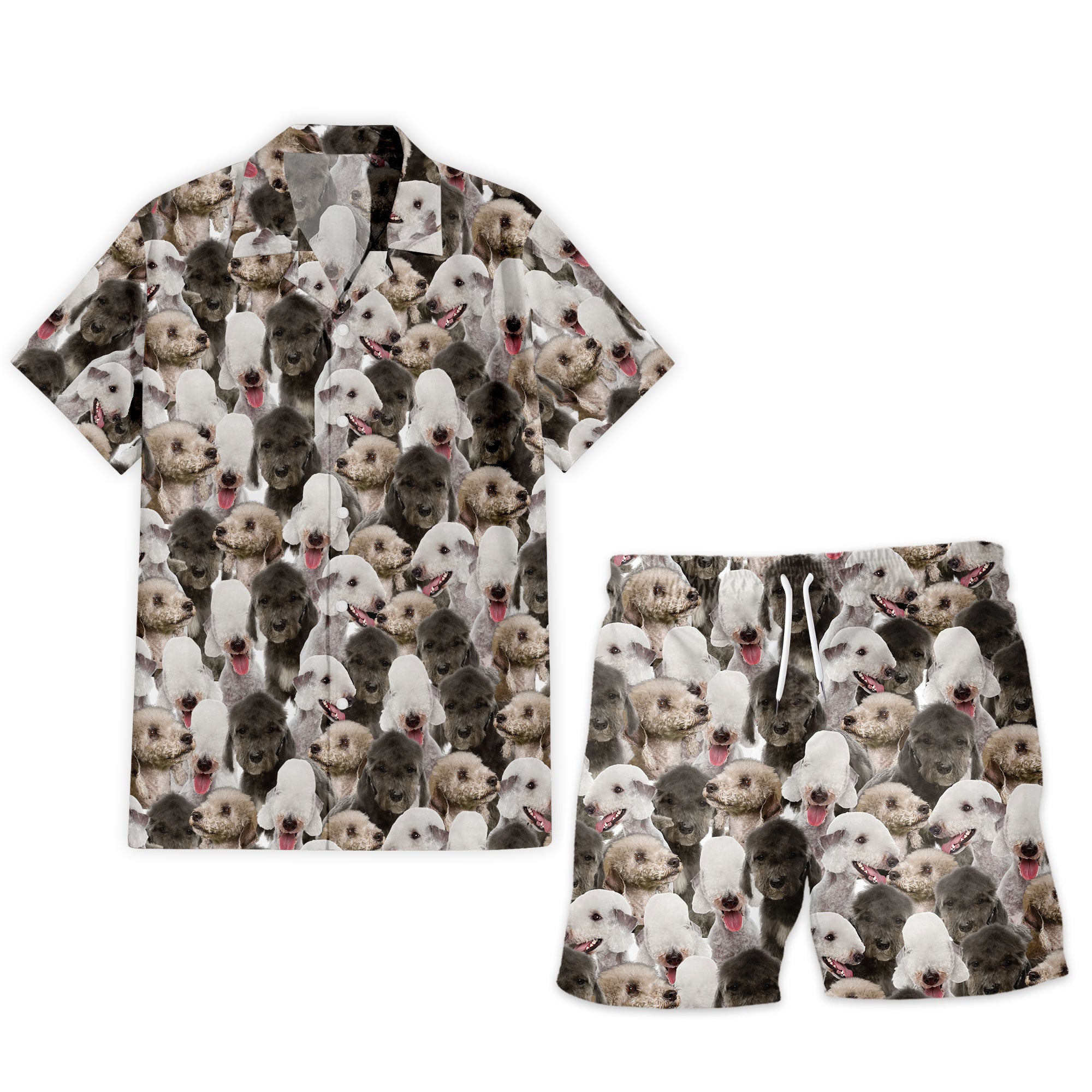 Bedlington Terrier Full Face Hawaiian Shirt & Shorts
