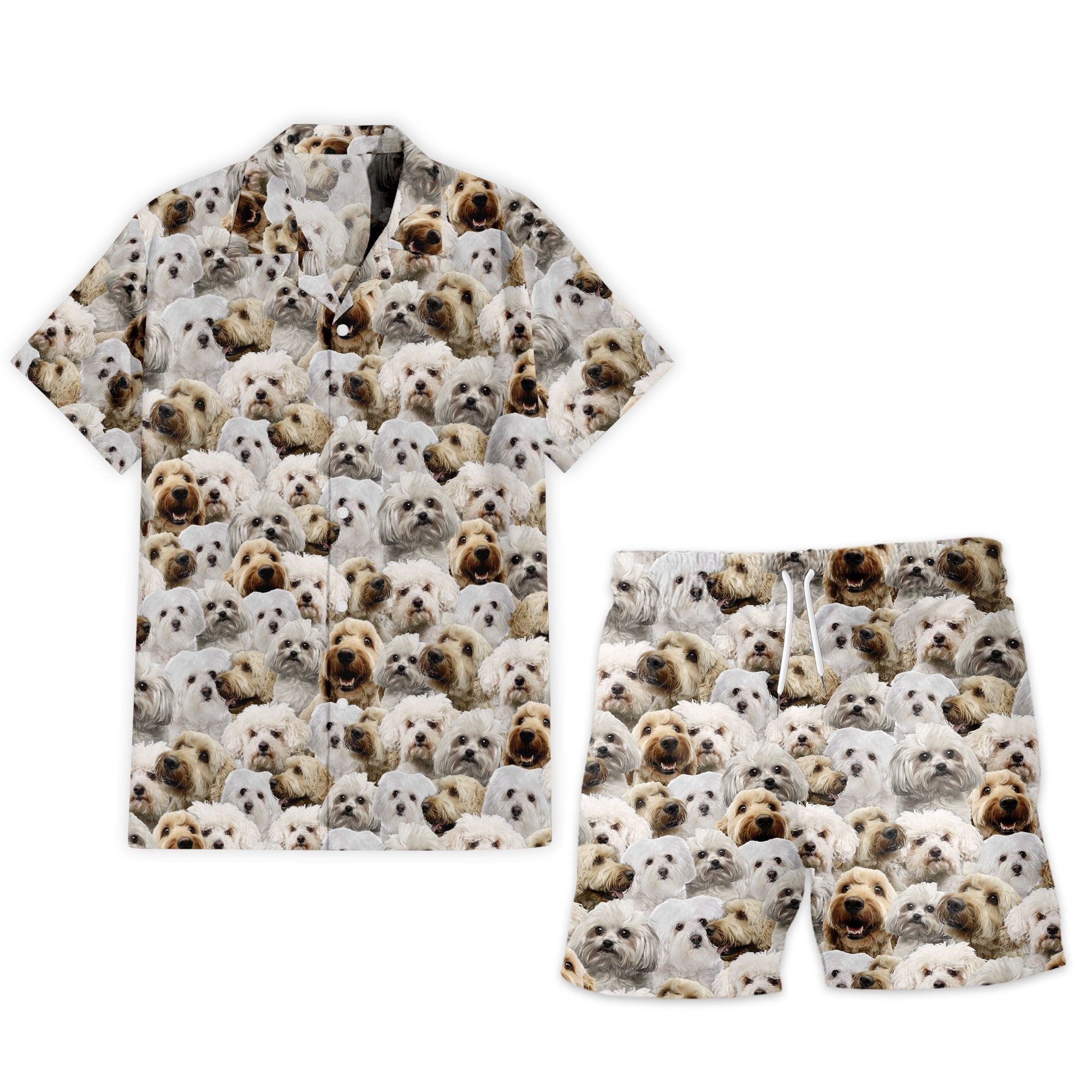 Bolognese Dog Full Face Hawaiian Shirt & Shorts