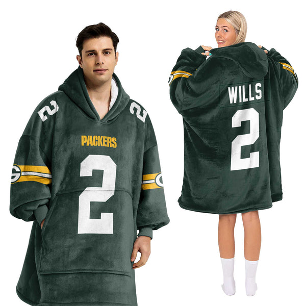 Adult 2 Green Bay Football Unisex Blanket Hoodie