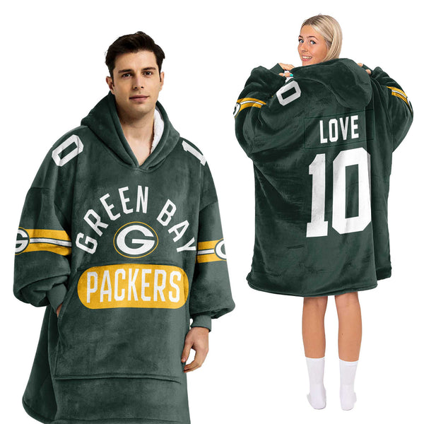 Adult 10 Green Bay Football Unisex Blanket Hoodie