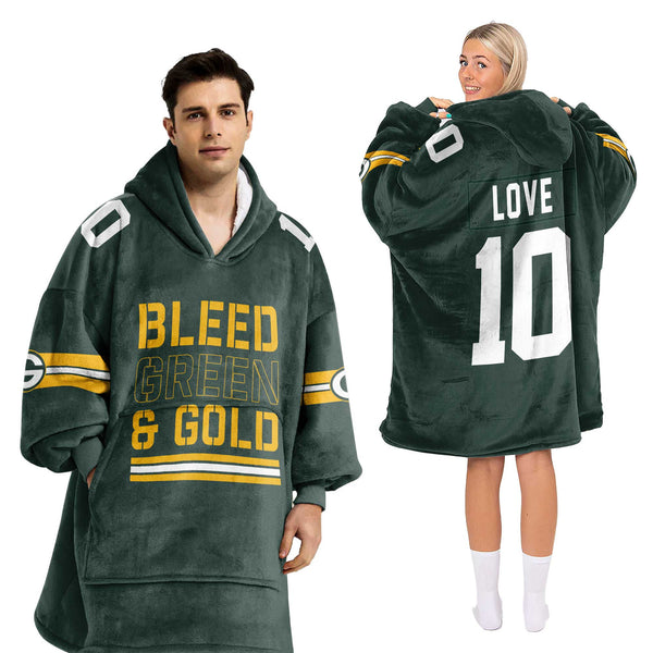 Adult 10 Green Bay Football Unisex Blanket Hoodie