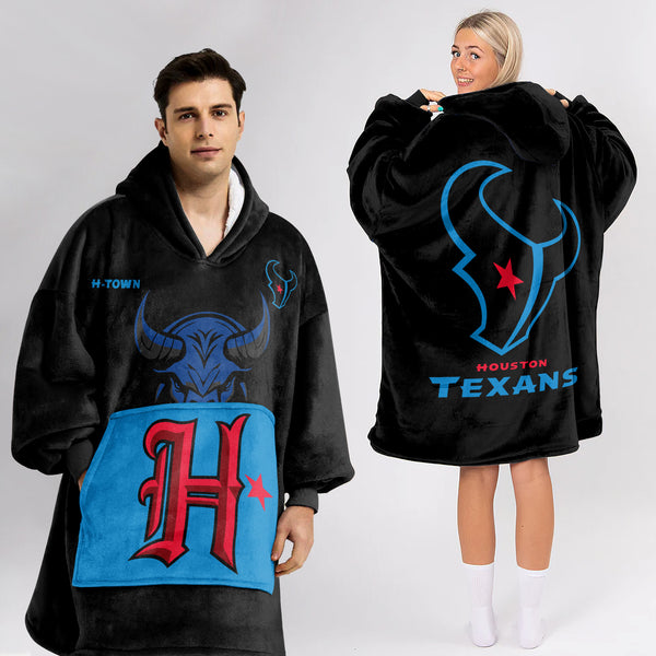 Adult Houston Football Unisex Blanket Hoodie