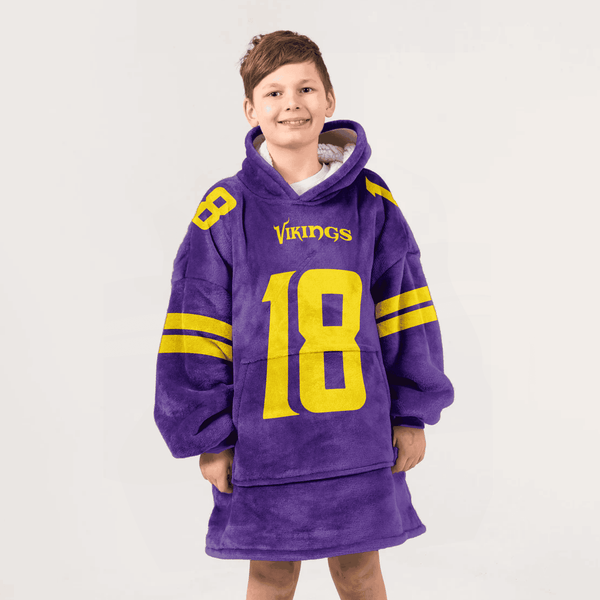 Kid 18 Minnesota Football Unisex Blanket Hoodie