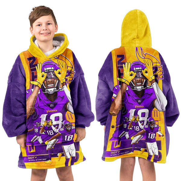 Kid JJ 18 Minnesota Football Unisex Blanket Hoodie