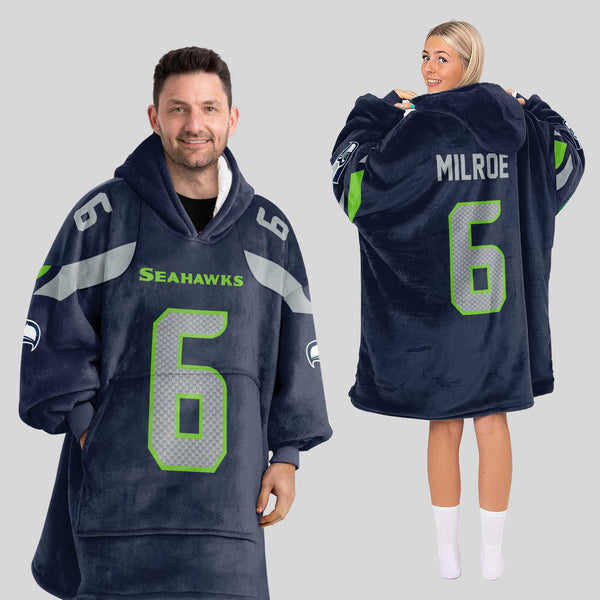 Adult 6 Seattle Football Unisex Blanket Hoodie
