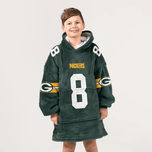 Kid 8 Green Bay Football Unisex Blanket Hoodie
