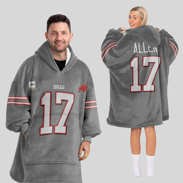 Adult 17 Buffalo Football Unisex Blanket Hoodie