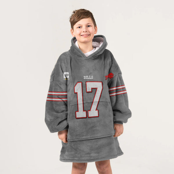 Kid 17 Buffalo Football Unisex Blanket Hoodie